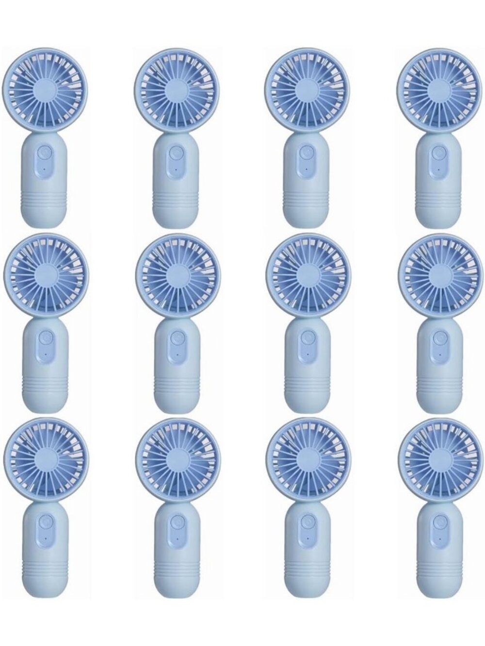 12 Pack Mini Portable Handheld Fans - Lightweight, USB Rechargeable, 3 Speeds